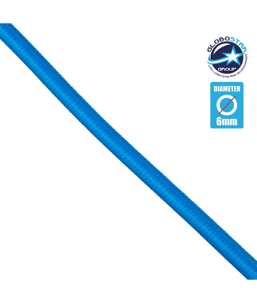 GloboStar® 77610 Στρογγυλό Υφασμάτινο Καλώδιο 1m 2 x 0.75mm² Μπλε